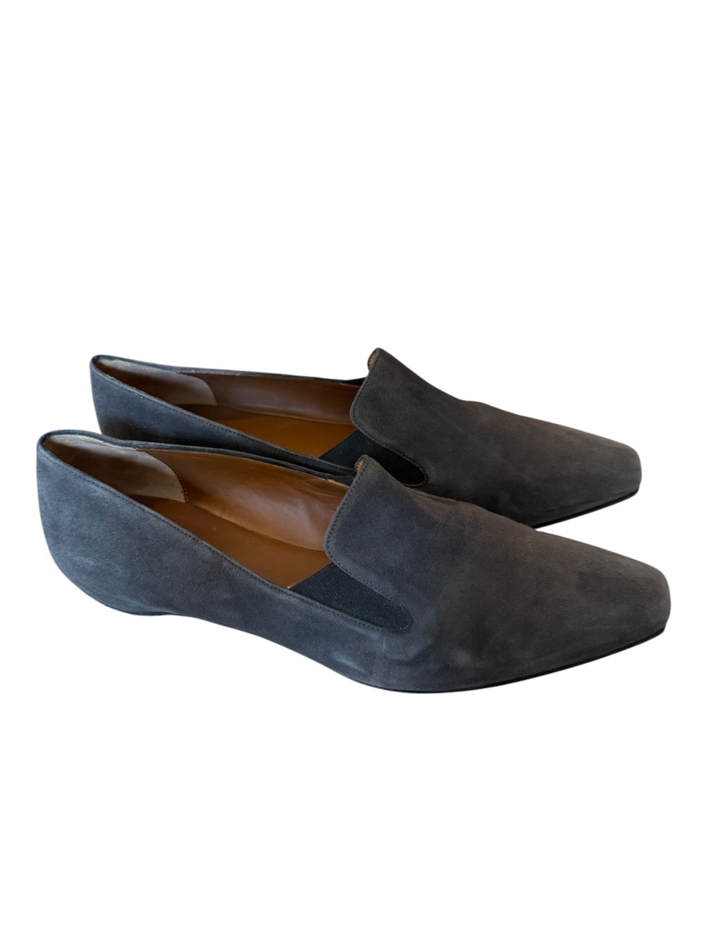 Aquatalia Marianne Snip Square Toe Suede Flat Loafer, Size 9